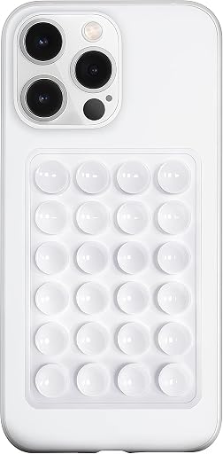 LvShuLiangPin Anteel Silicone Suction Phone Case Mount, Silicon Adhesive Phone Accessory for Smartphones, Hands-Free Mirror Shower Phone Holder for Selfies, Tiktok Videos (White)