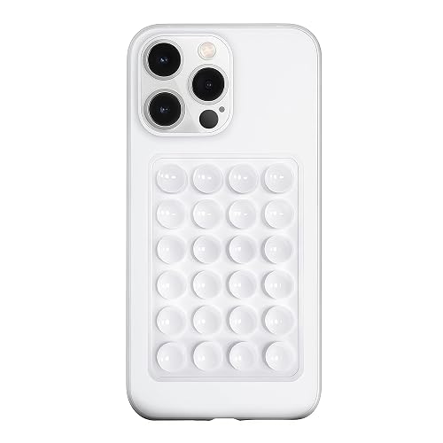 LvShuLiangPin Silicone Suction Phone Case Mount, Silicon Adhesive Phone Accessory for Smartphones, Hands-Free Mirror Shower Phone Holder for Selfies, Tiktok Videos (White)