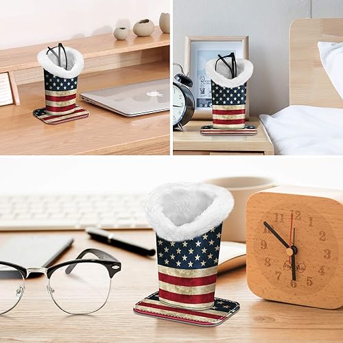 Miniatura 190 de Fintie Soporte para anteojos forrado de felpa con base magnética, estuche de cuero vegano prémium para lentes