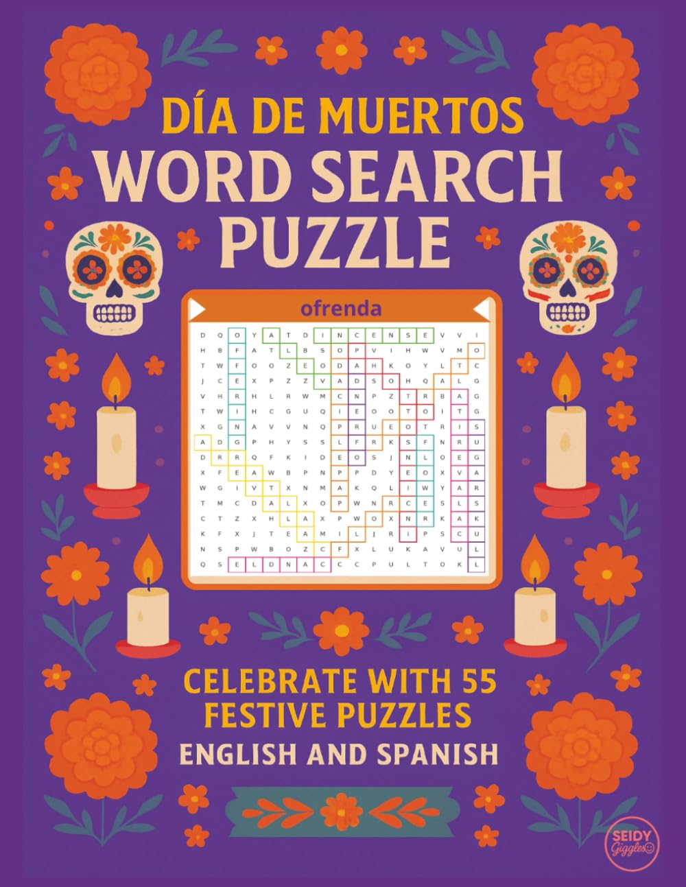 Día de Muertos Word Search Puzzle English and Spanish: Day of the Dead cultural activity book for teens and adults. 55 bilingual puzzles. Ideal gift for bilingual learners, educators, and families
