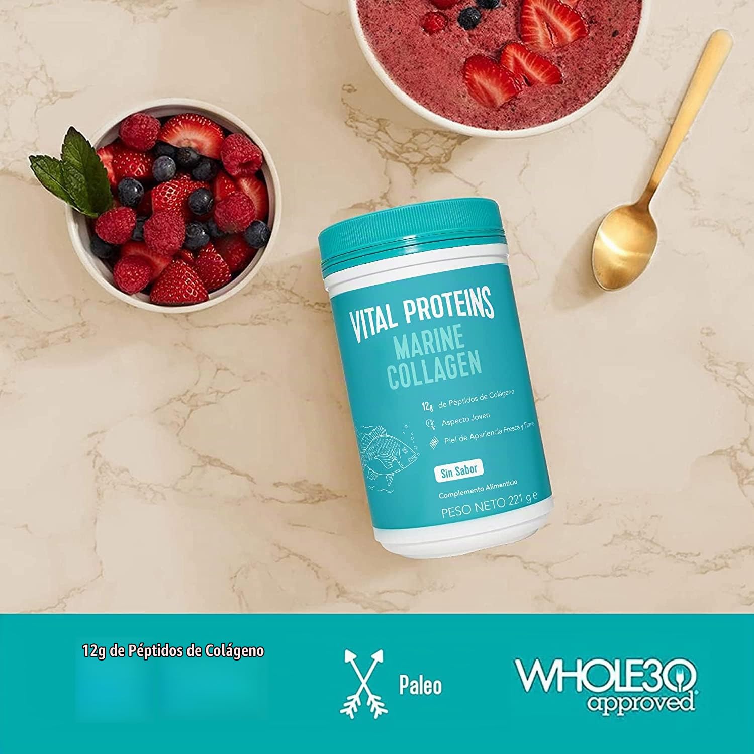 Vital Proteins Colágeno Marino en Polvo, Suplemento de Péptidos, Colágeno Hidrolizado, 221 g