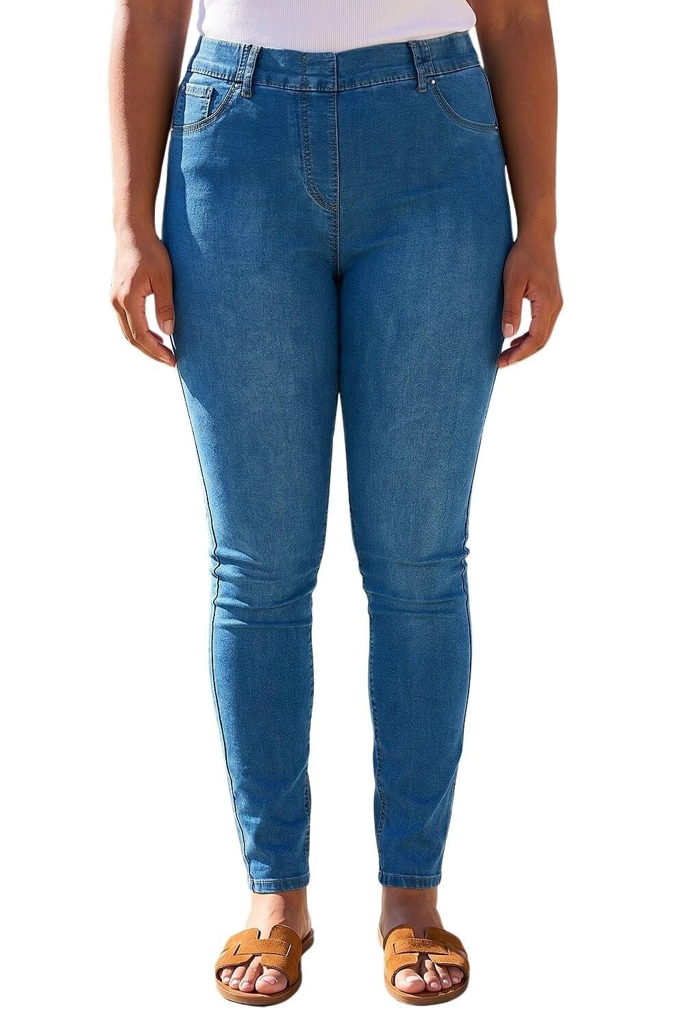 Roman Originals Women's Plus Denim (31 Inch) Curve Denim Jegging - Spring Everyday Summer Holiday Autumn Work Winter Pull-On Comfy Soft Vacation - Size 2224
