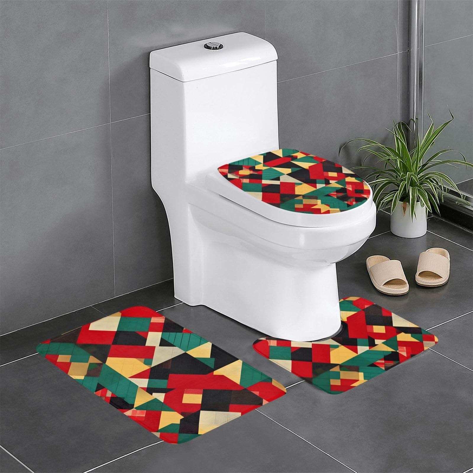 Tapis de salle de bain antidérapant lot de 3 WHJSSF sécurisé pour wc et lavabo