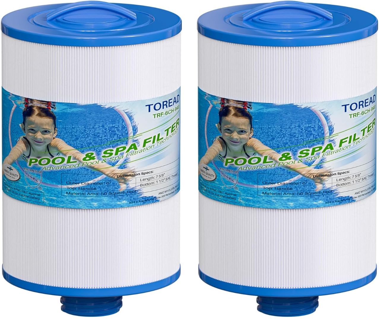 TOREAD Spa Filter for Unicel 6CH-940, 2-Pack
