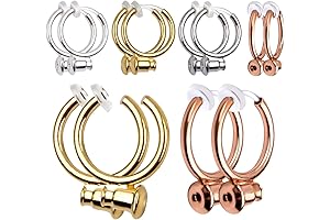 Clip-On Earring Converter, 16 Pieces Brass Non Piercing Earrings Clips with Post...