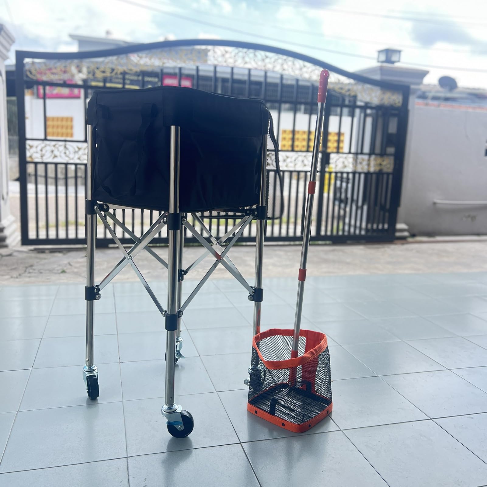 Contenitore For Palline Da Tennis Extra Large For Allenamenti E Partite | Carrello leggero for con ruote e borsa rimovibile, in acciaio inossidabile