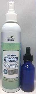 Miracle 12% Hydrogen Peroxide Food Grade 8 oz SPRAY Bottle With 1 Dropper - Recommended By The One Minute Cure Book