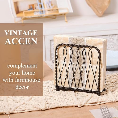 Miniatura 2 de NIKKY HOME Vendimia Entrelazado Metal Servilletero Decorativo Vertical Pañuelo Dispensador - Negro