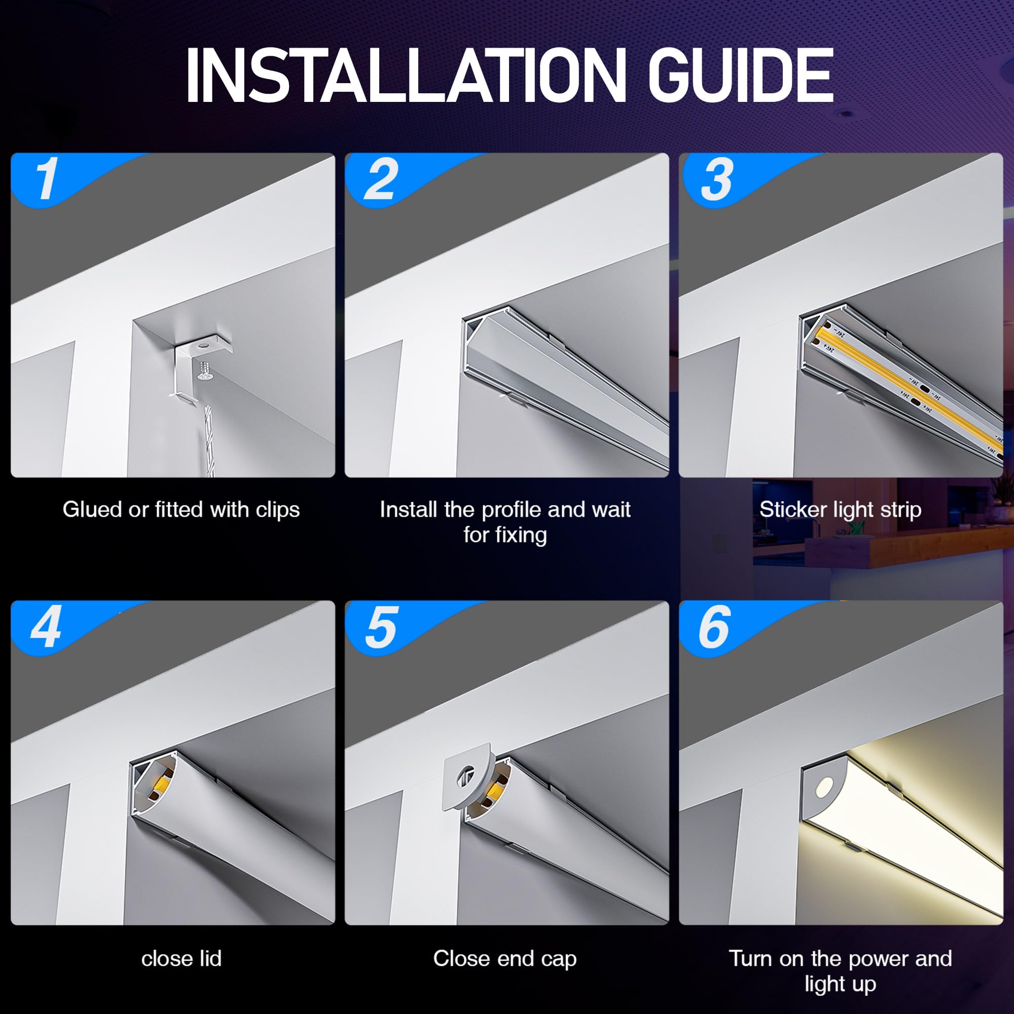 Shine Plus LED Eckprofil 2m x 10 Stück, 45 Grad V Form Profil mit mattem Diffusor, LED Schiene Gesamtgröße 15,8 mm x 15,8 mm, geeignet für LED-Strips mit einer Breite von bis zu 10 mm.