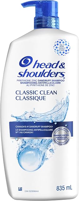 Head & Shoulders Anti-Dandruff Shampoo, 1% Pyrithione Zinc, Flake Control, Classic Clean, Moisturizing, Daily Use, Fresh Scent, 835 mL