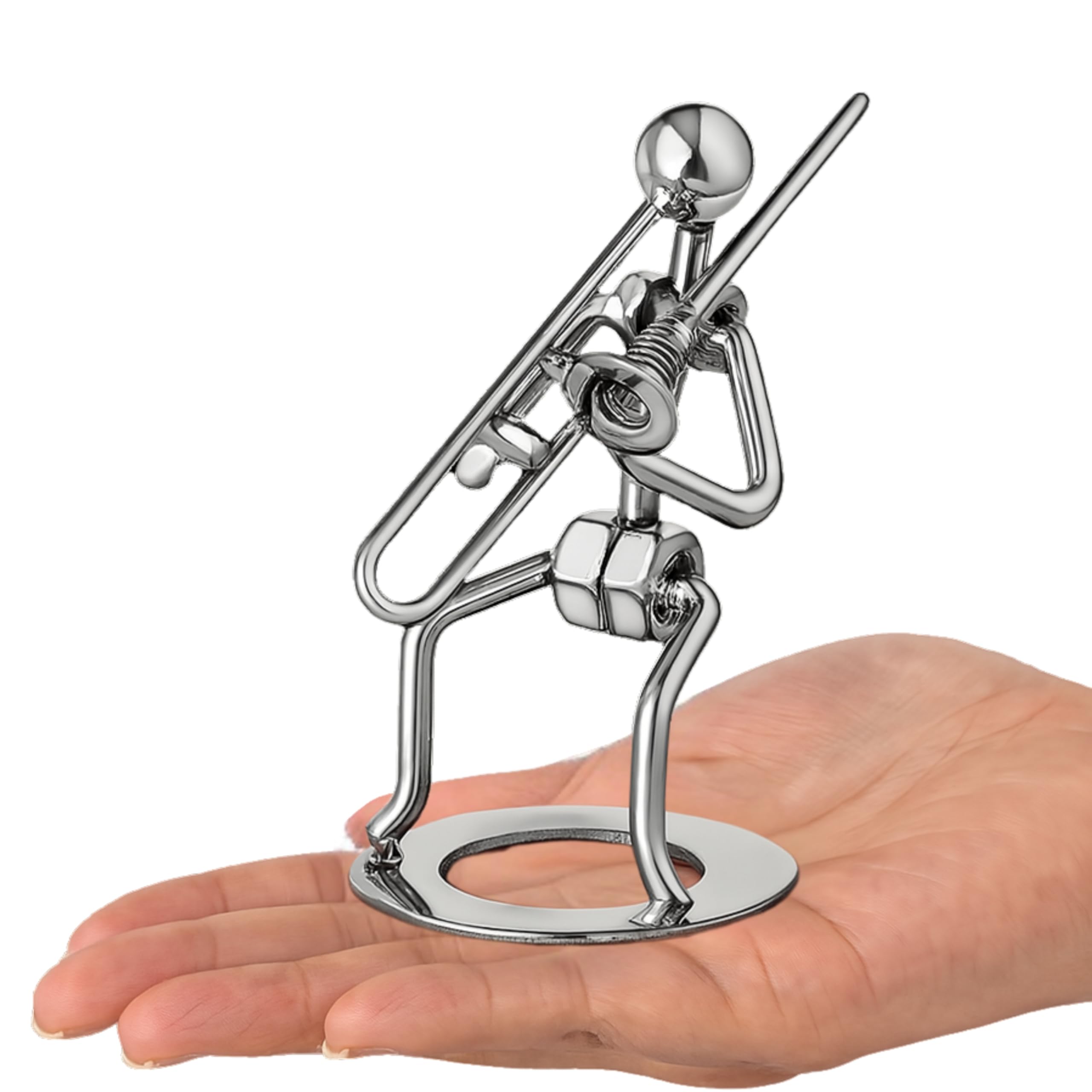 Broadway Gift Trombone Player Silver Tone 6 inch Table Metal Decorative Musician Tabletop Figurine