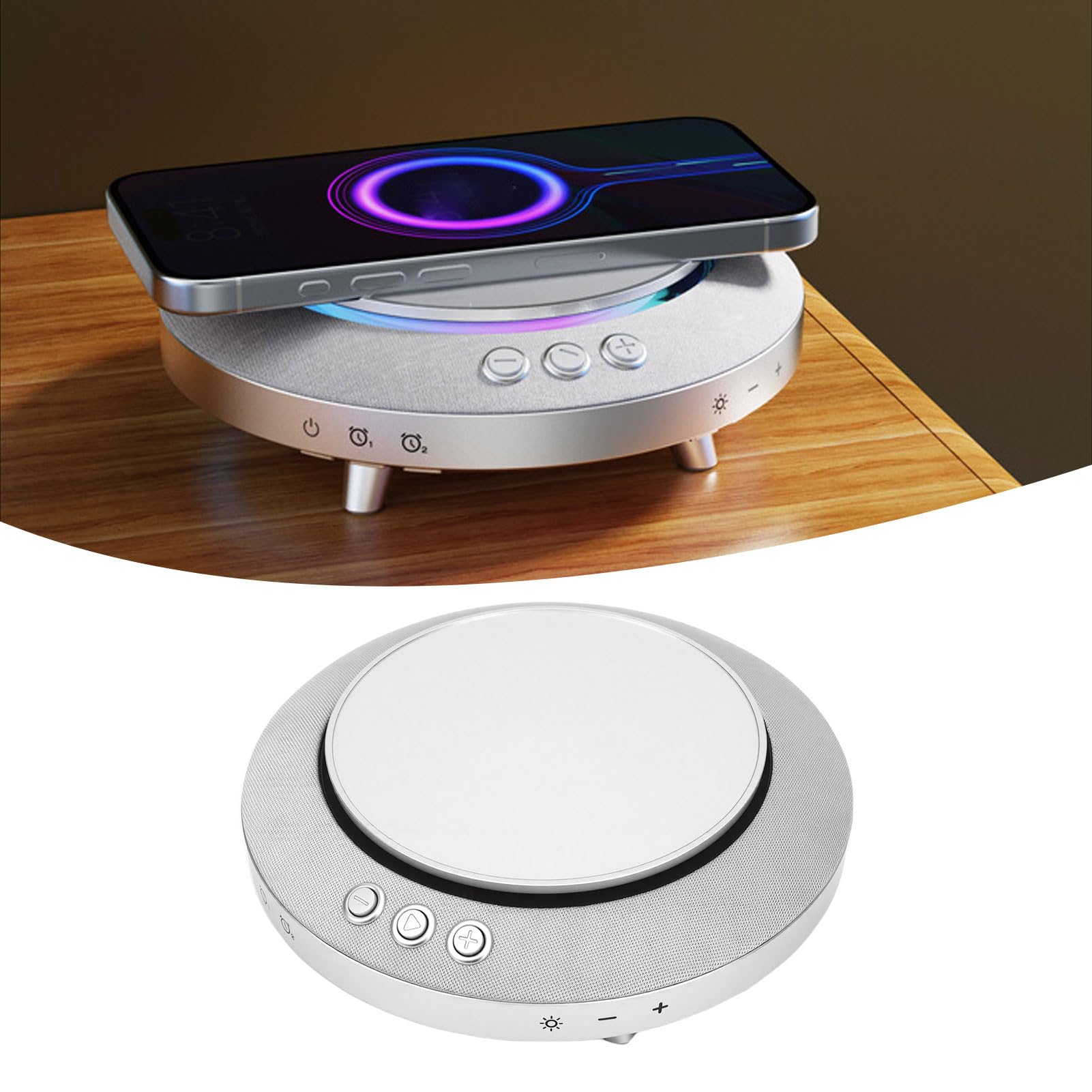 Altoparlante Bluetooth con Ricarica Wireless con Luce Che Cambia Colore per Feste in Casa Suono Surround a 360°