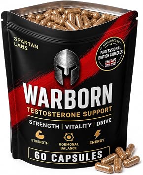 WarBorn Testosterone Supplements for Men - 60 Vegan Tablets (1 Months Supply) with Well-Known Ingredients Like Maca, Fenugreek, Zinc, Shilajit, Tribulus terrestris - Test Boosters for Men