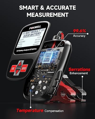 Miniatura 6 de FOXWELL BT100 Pro - Probador de batería de 12 V, probador de batería de automóvil, probador de carga de batería, analizador digital de batería
