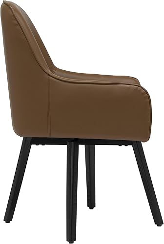 Miniatura 5 de Studio Designs Home Spire Luxe 70188 - Silla giratoria con brazos, para invitados, comedor, oficina, cuero mezclado con negro y marrón caramelo