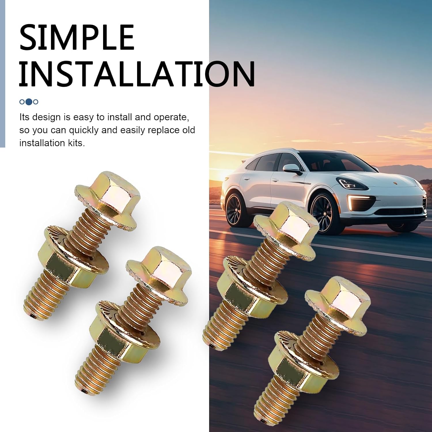 10PCS Exhaust Manifold Bolts, 0.7" x 1.45" High Strength Carbon Steel Hex Flange Nuts & Screws, Auto Exhaust Manifold Studs Kit, Universal Car Retrofit Replacement Parts (Gold)