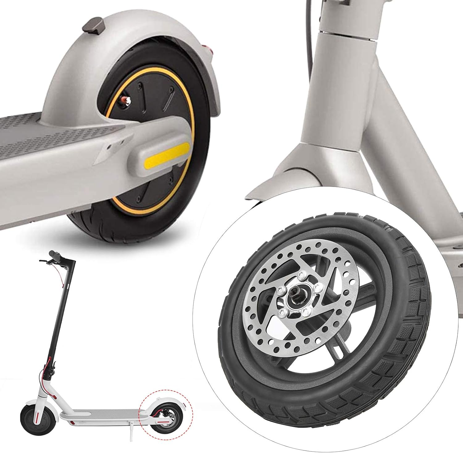 Scooter Wheel Set,Aluminum Alloy Rubber 8.5 Inch Disc Brake Rear Wheel Replacement for Scooter