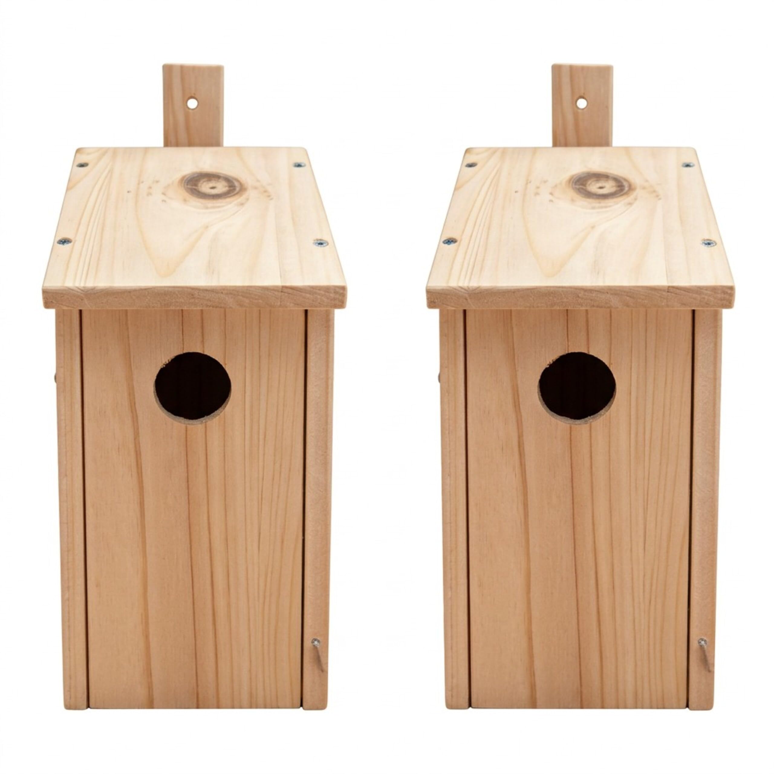 Relaxdays Kit de 2 Cajas Nido para pájaros, Orificio 32 mm, Madera de Abeto Natural, 26x12x13,5 cm