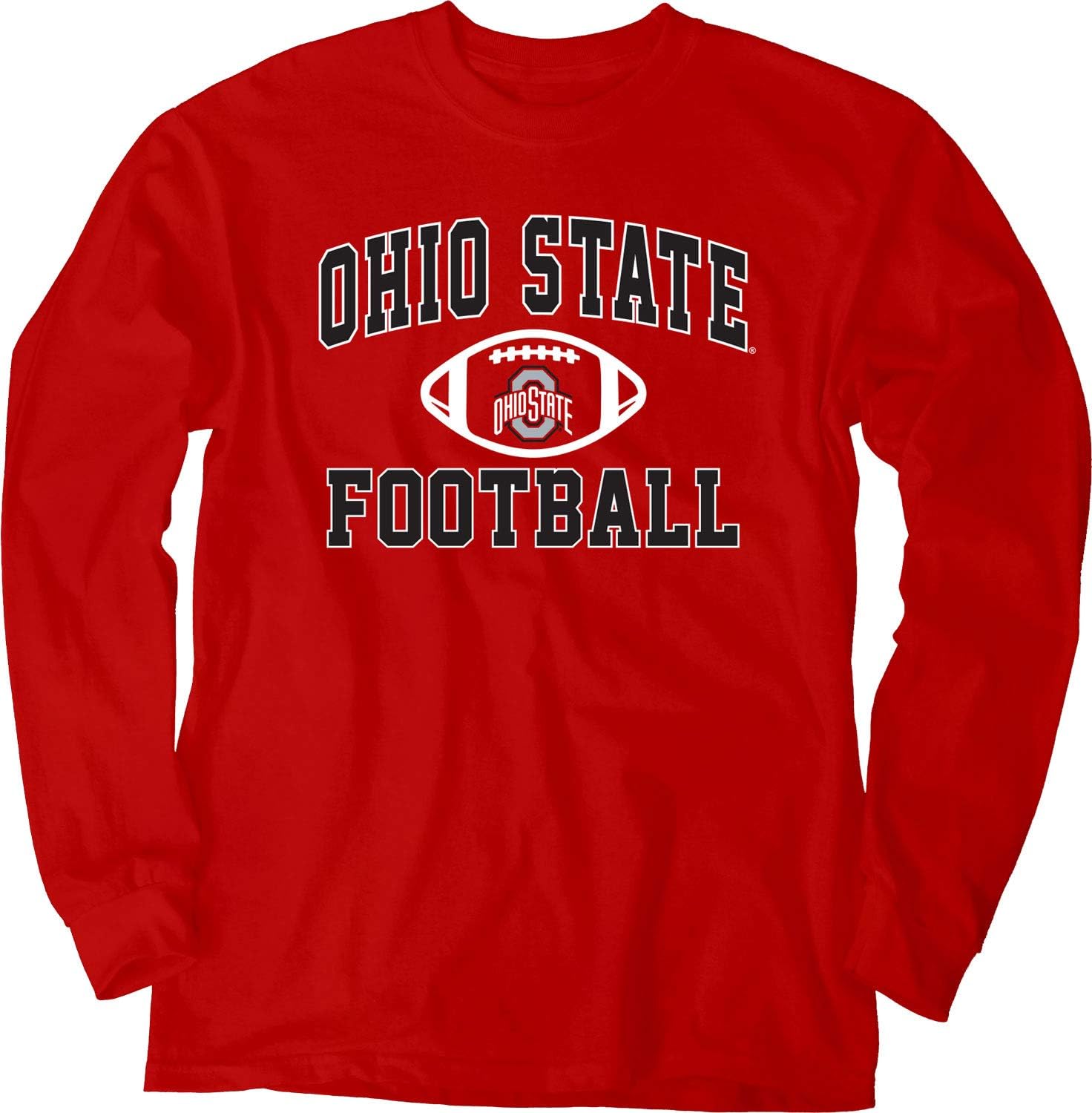Blue 84 Men's Ohio State Buckeyes Long Sleeve T Shirt Team Color Football, Ohio State Buckeyes Red, Large