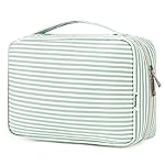 Narwey Small Hanging Travel Toiletry Bag for Women, Travel Bag for Toiletries, Makeup Bag Organizer Cosmetic Bags Make Up Bags for Girls (Mint Green Stripe)