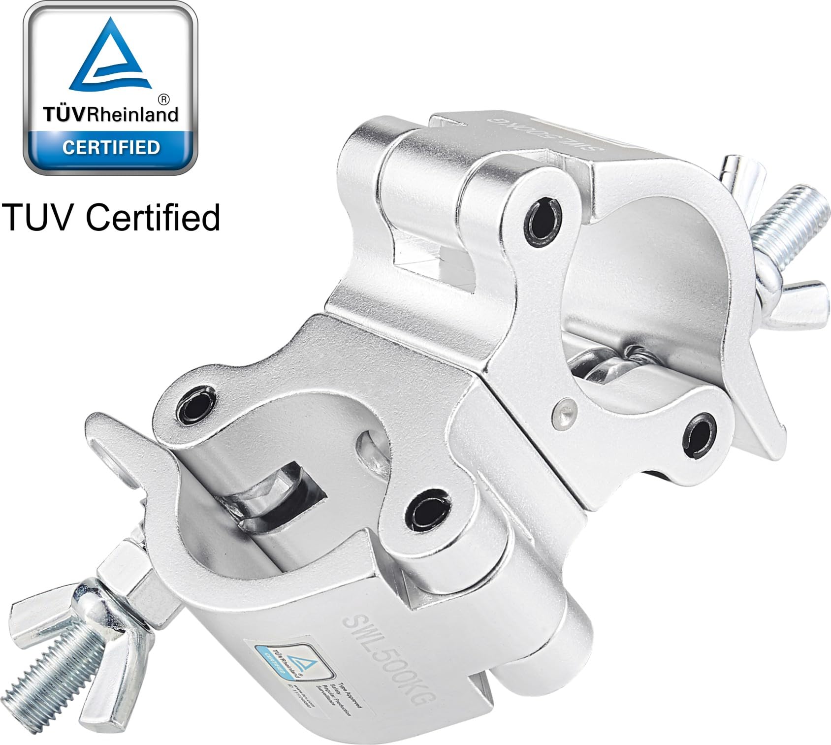 Abrazadera giratoria Pro TUV de 5 cm, 2 paquetes de 2 unidades de acoplador giratorio de 500 kg, abrazaderas de armadura de 50 mm, giro de doble cabeza según sea necesario, dos abrazaderas