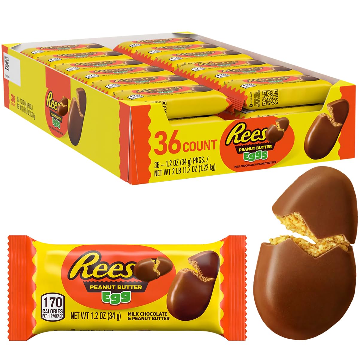Easter Reeses Peanut Butter Eggs, 36 Ct 1.2oz each, Enjoy the Rich ReesesPeanut Butter Flavor of peanut butter eggs, Perfect for Easter Irresistible Eggs Bulk.