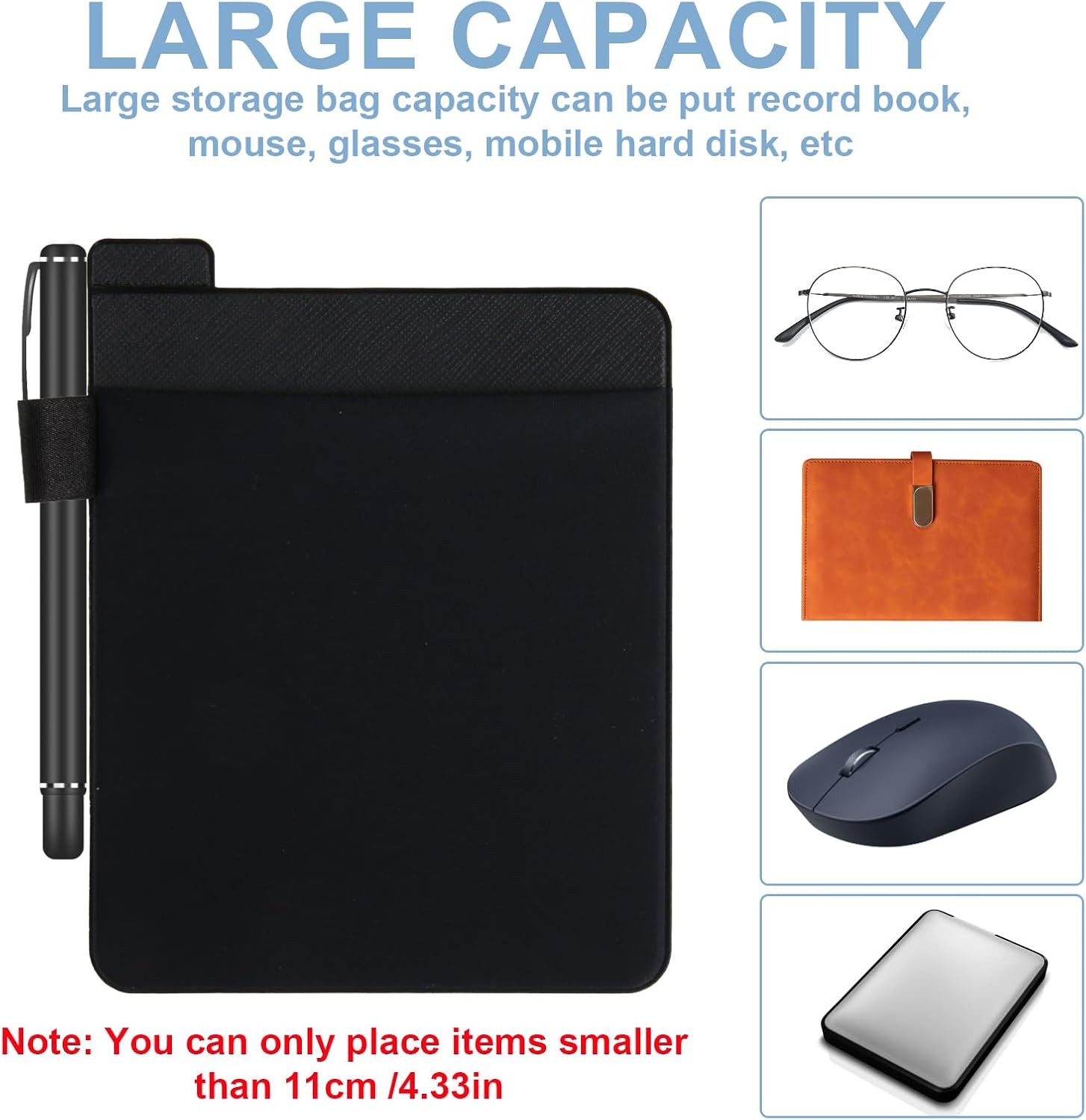 Pocket Pouch for Laptop, Portable Adhesive Laptop Pouch Compatible for SanDisk 4TB SSD, Mouse, USB Cable, Hard Drive Bag for Travelers Tech-Savvy Professionals Students Digital Nomads Remote Workers
