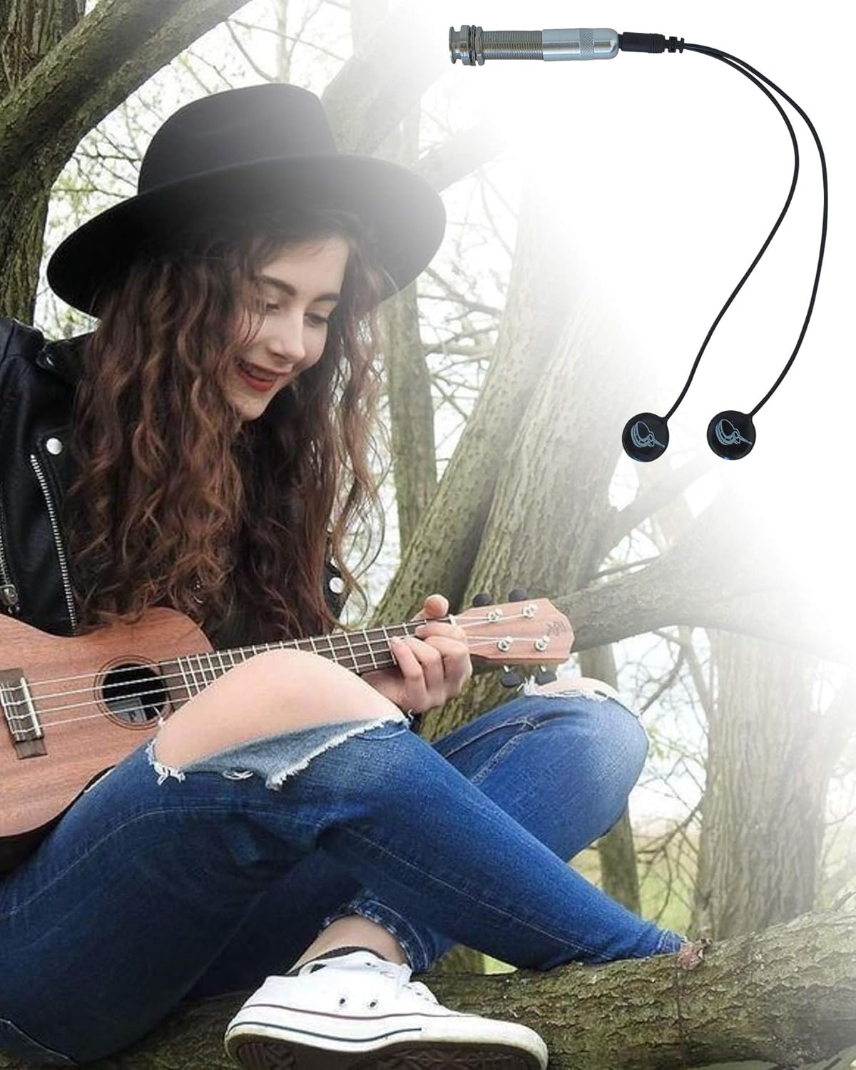 Journey Instruments Passive Piezo Ukulele Acoustic Pickup – EP003K Two Balanced German-made Passive Pickup Elements – Piezo Pickup for Ukuleles (Ceramic)