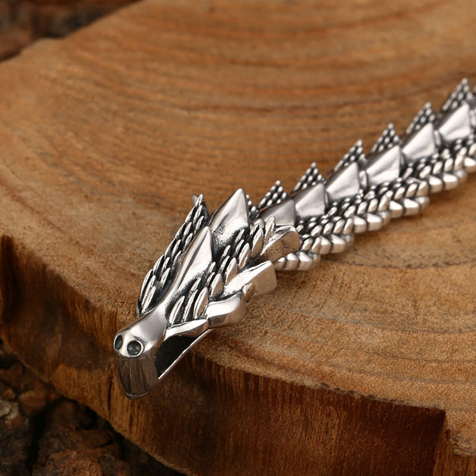 Herren Armbänder Echter 925er Silber Drachen Knochen Form