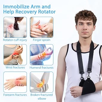 Adjustable Arm Sling with Black Storage Bag,Sling for Arm Support,Breathable,Perfect for Men,Women,Comfortable and Durable(Black