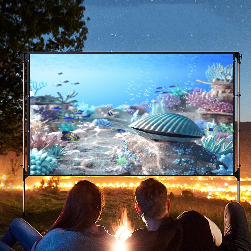 Pantalla de Proyección para Exteriores de 100 120 Pulgadas, Pantalla de Cine Portátil con Formato 16:10 y Resolución 4K HD, sin Arrugas, Ideal para Cine en Casa, Fiestas y el Jardín(92inch)
