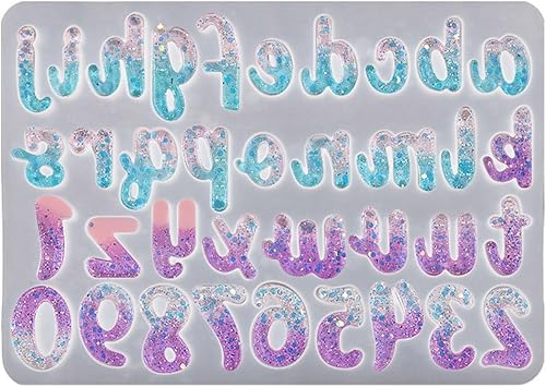 Miniatura 2 de Moldes de resina con números de letra, alfabetos, llavero, colgante, moldes de silicona, moldes de resina epoxi para hacer joyas de bricolaje