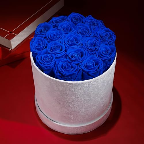 Miniatura 6 de Forever Real Roses en caja de gamuza, 17 piezas de rosas en una caja, rosas reales preservadas que duran más de un año, flores preservadas para