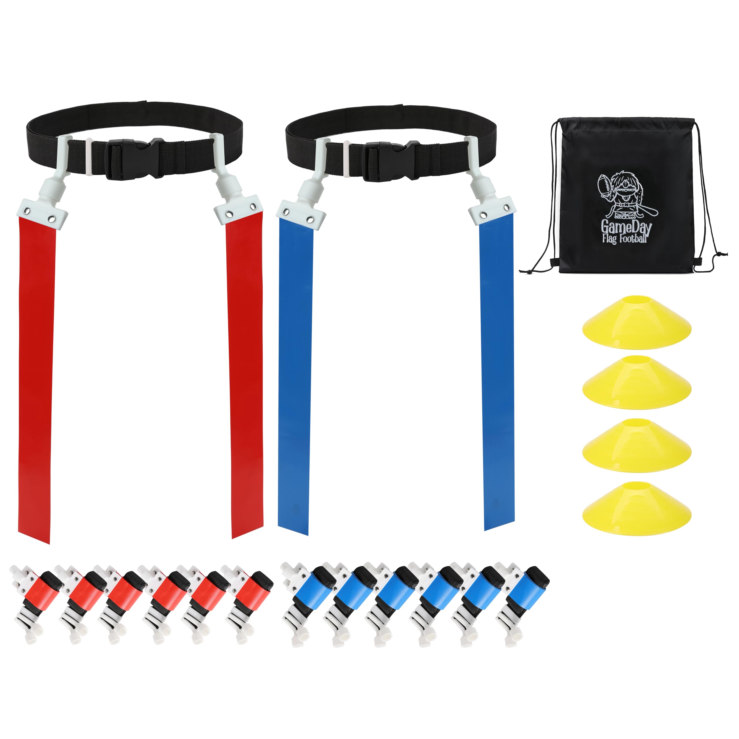 Gameday Pop-Flaggen-Fußball-Set für 6 Spieler, komplett mit Flaggen, Gürteln und Rucksack