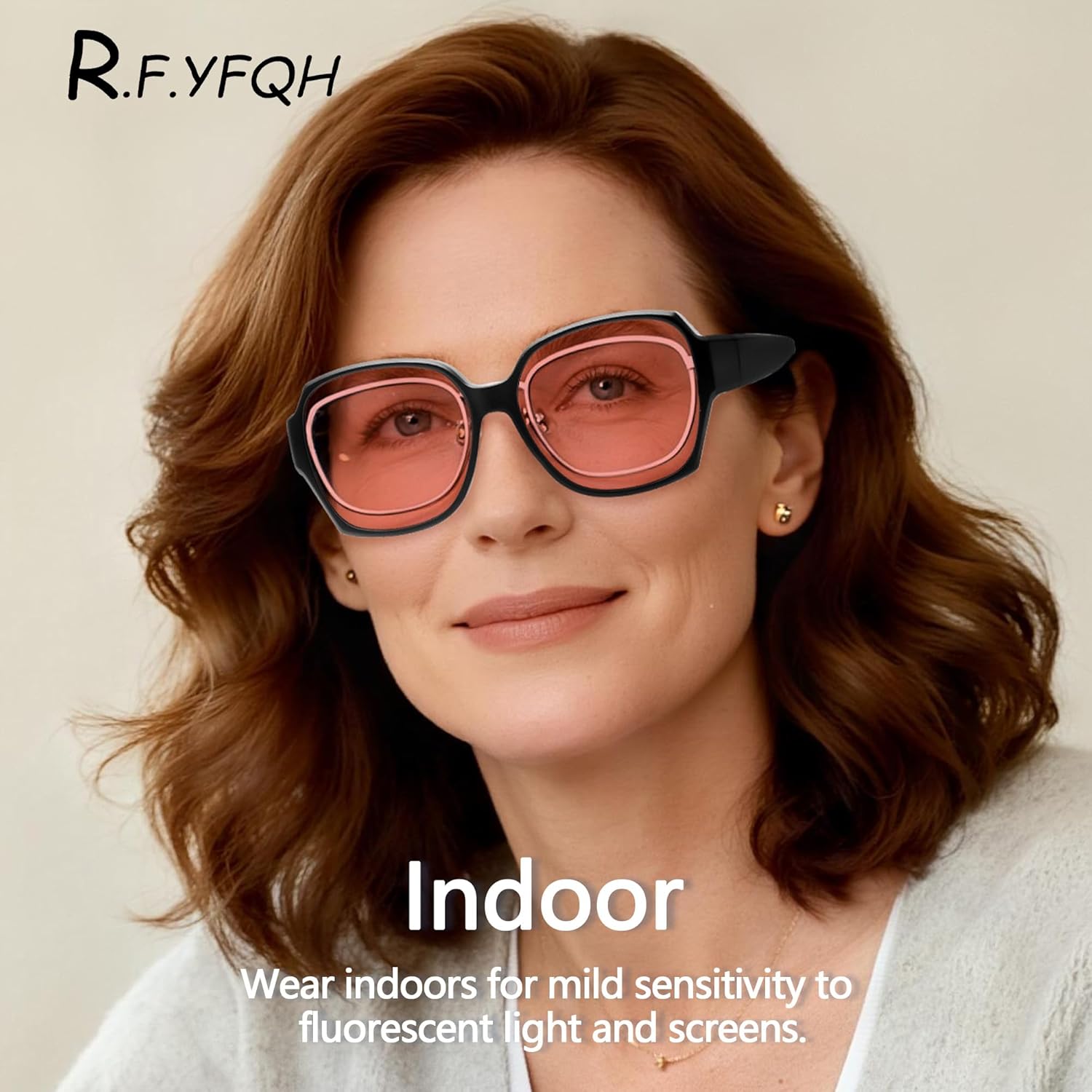 Fluorescent-41 Rose Tinted Fit Over Blue Light Blocking Glasses for Migraine, Light Sensitivity, Photophobia JF7202 - Image 2