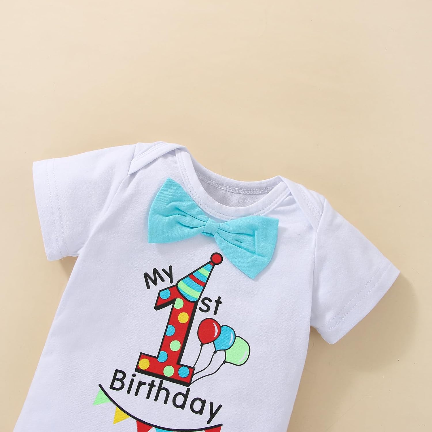 Baby Boys Funny First Birthday Outfit Infant Boy 1st Cake Smash Clothes Bow Tie Pants Set - Image 3