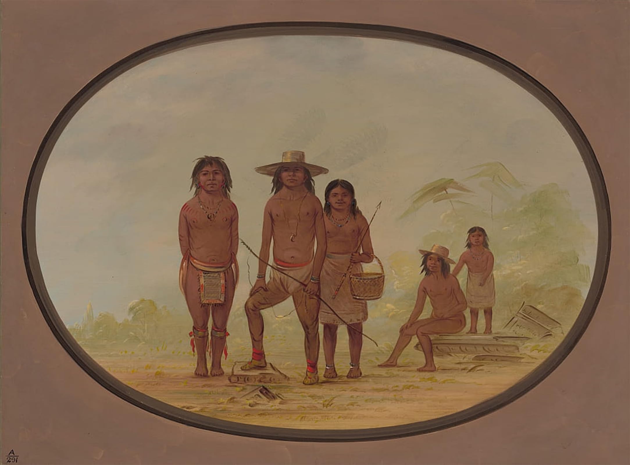 Cinque Indiani Di George Catlin para decoración pared sin vida 5