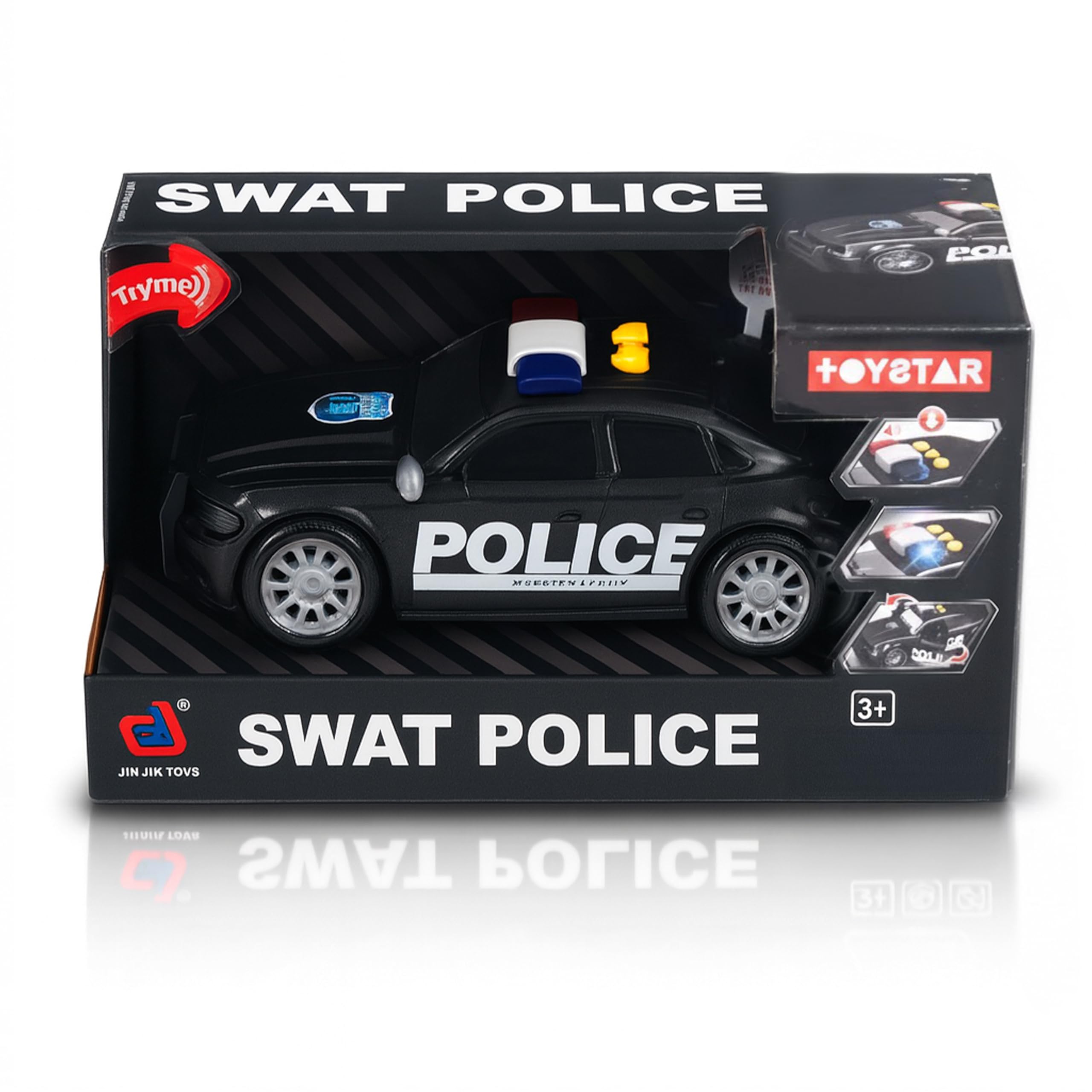 CELMAN Coche de policía con Sirena y luz Intermitente City Defender, Escala 1:16, Coche de Juguete Grande para niños 3 4 5 6 7 8 años