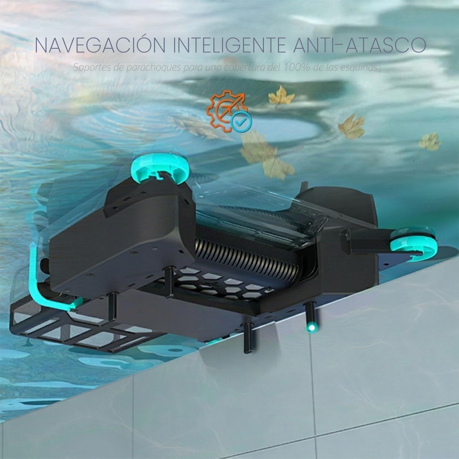 Robot Skimmer Solar con Batería 5200mAh, 20H+ Autonomía, Limpiador Automático de Superficie, 3 Motores Brushless, IPX8 Impermeable, Cesta 6L Mantenimiento Alberca