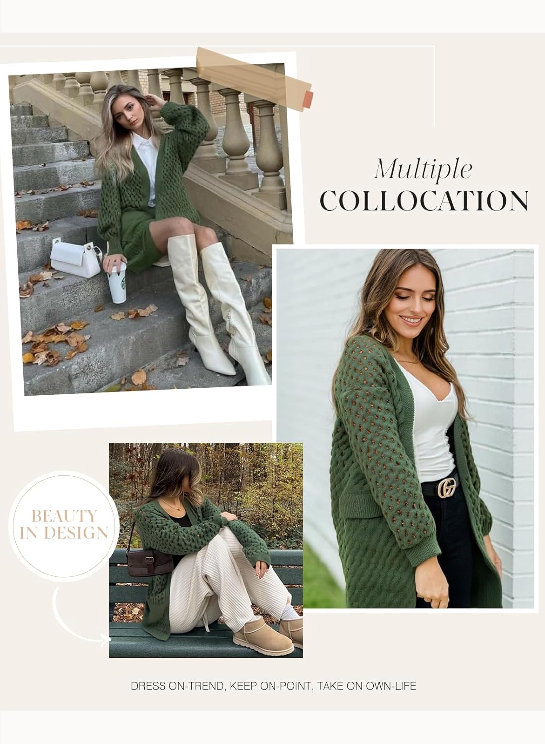 Dokotoo Women's 2026 Fashion Casual Open Front Long Sleeve Chunky Cable Knit Cardigans Sweaters Outerwear Coats with Pockets - Image 6