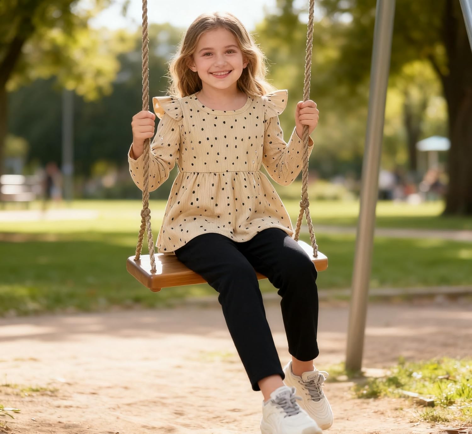 Toddler Girl Clothes Ruffle Long Sleeve Heart Print Tops and Pants 2PC Little Girl Winter Outfits Size (4-7T) - Image 3