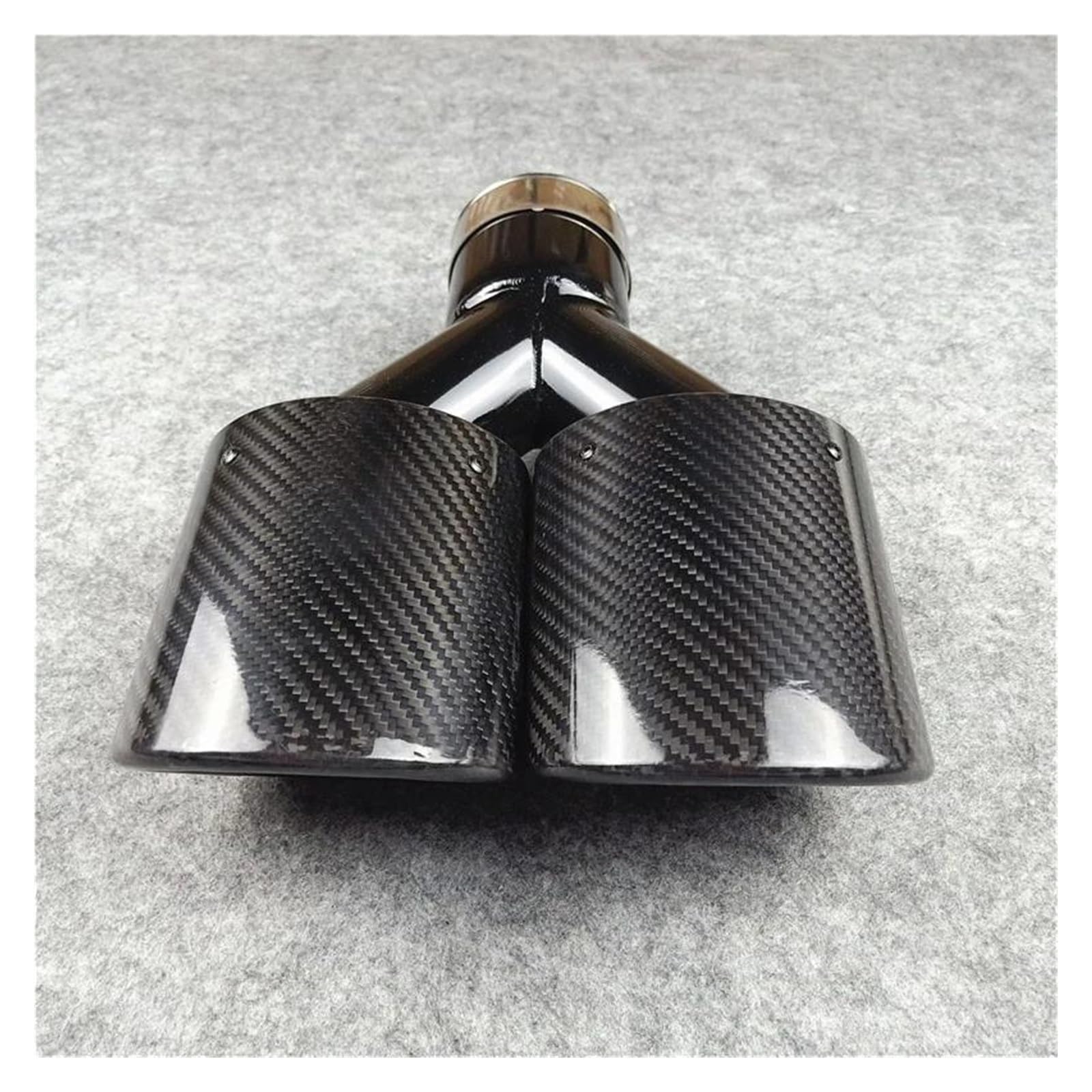 Tubo Extremo Puntas De Escape Ovaladas De Carbono Negro Brillante, Boquillas De Silenciador, Universales De Acero Inoxidable Y Carbono Tubo Escape(IN 63 OUT SIZE B)