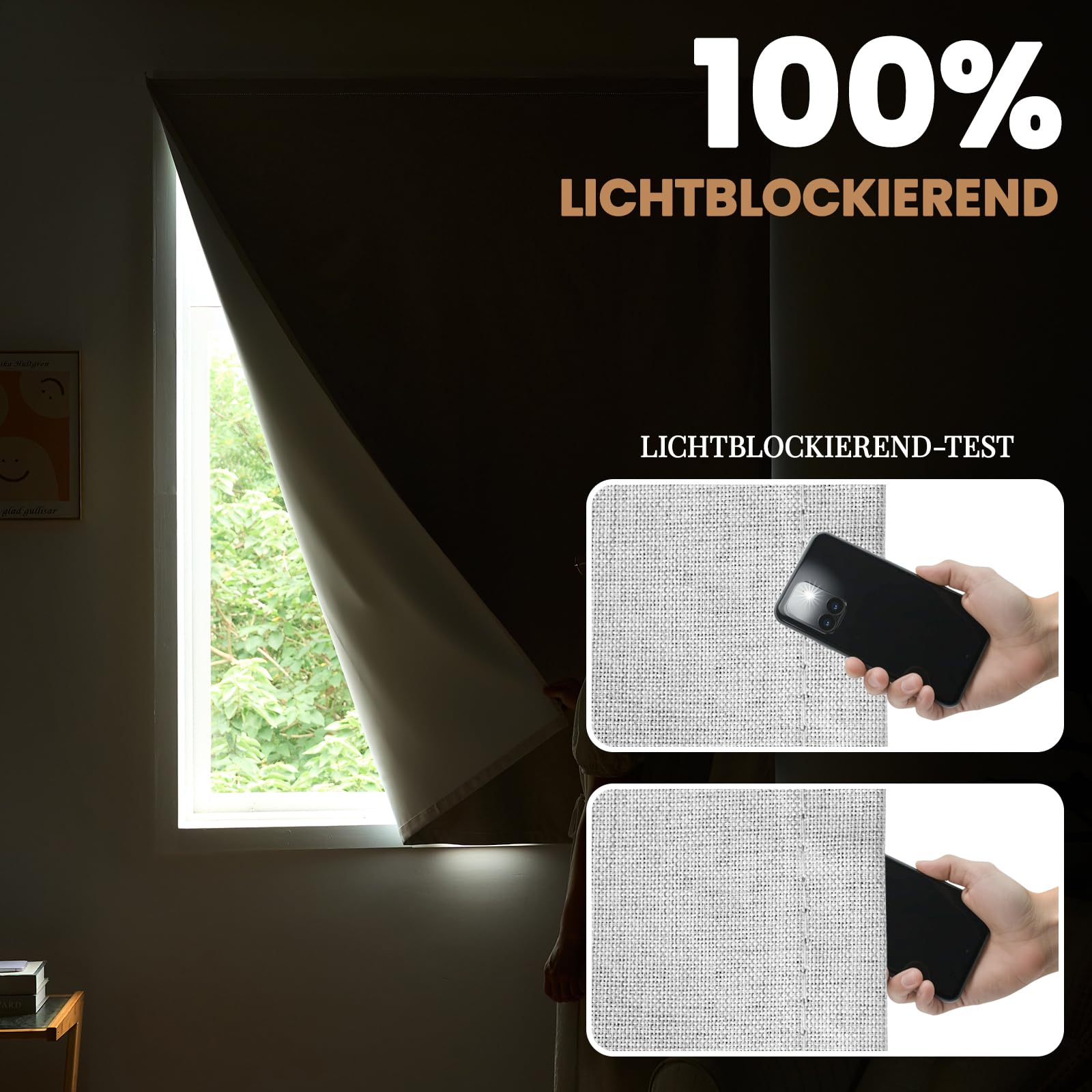 Installation facile - Rideau occultant autocollant - 100 % opaque - Protection temporaire contre la chaleur - Pour fenêtre - Rideau portable pour chambre à coucher et caravane (gris-blanc - H 203 x l