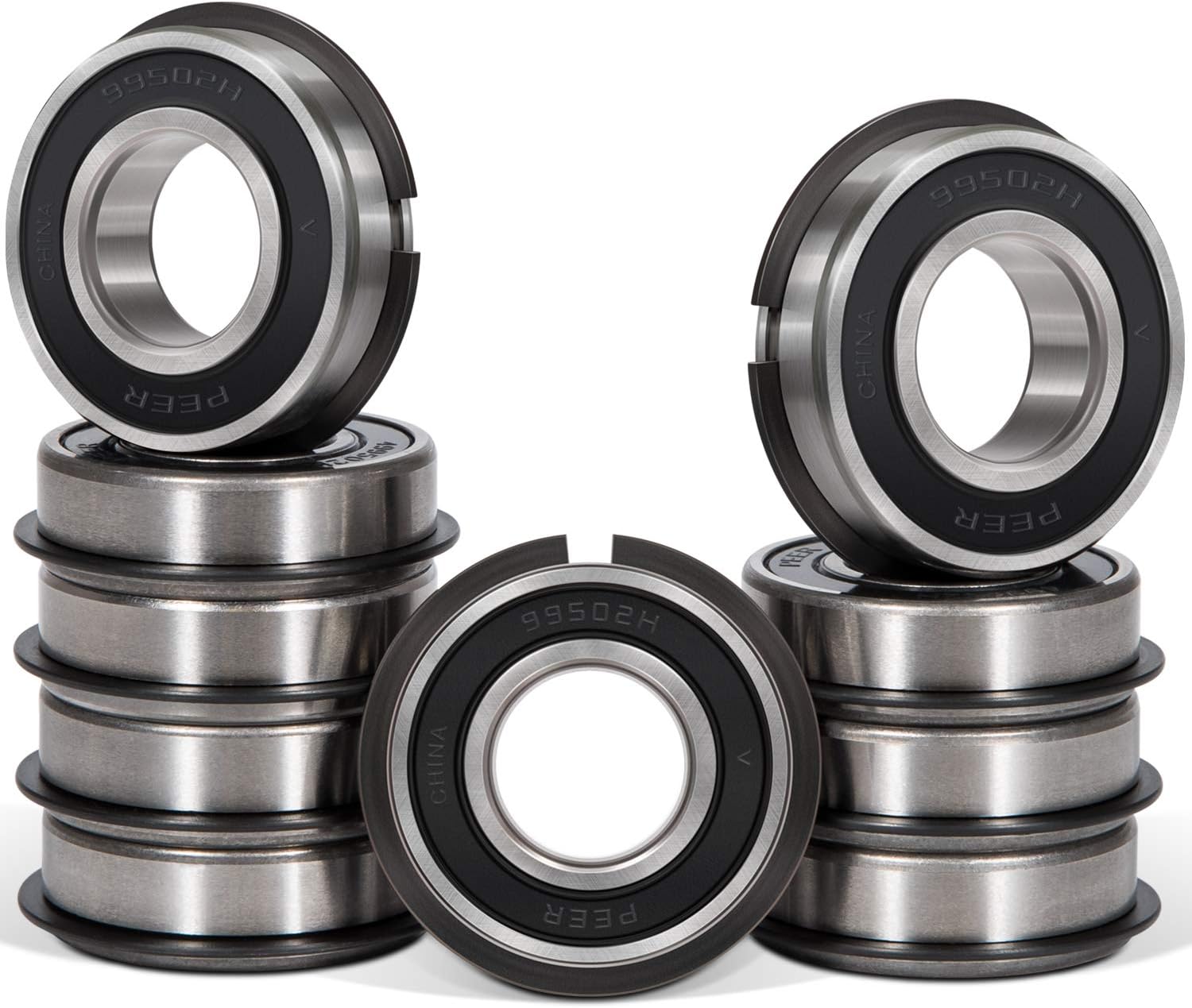10 PCS 99502HNR Bearing ID 5/8" x OD 1-3/8" for Mini Bikes, Lawn Mower, Go Kart and Wheel Hub Etc, Dual Sided Rubber Seal and Snap Ring
