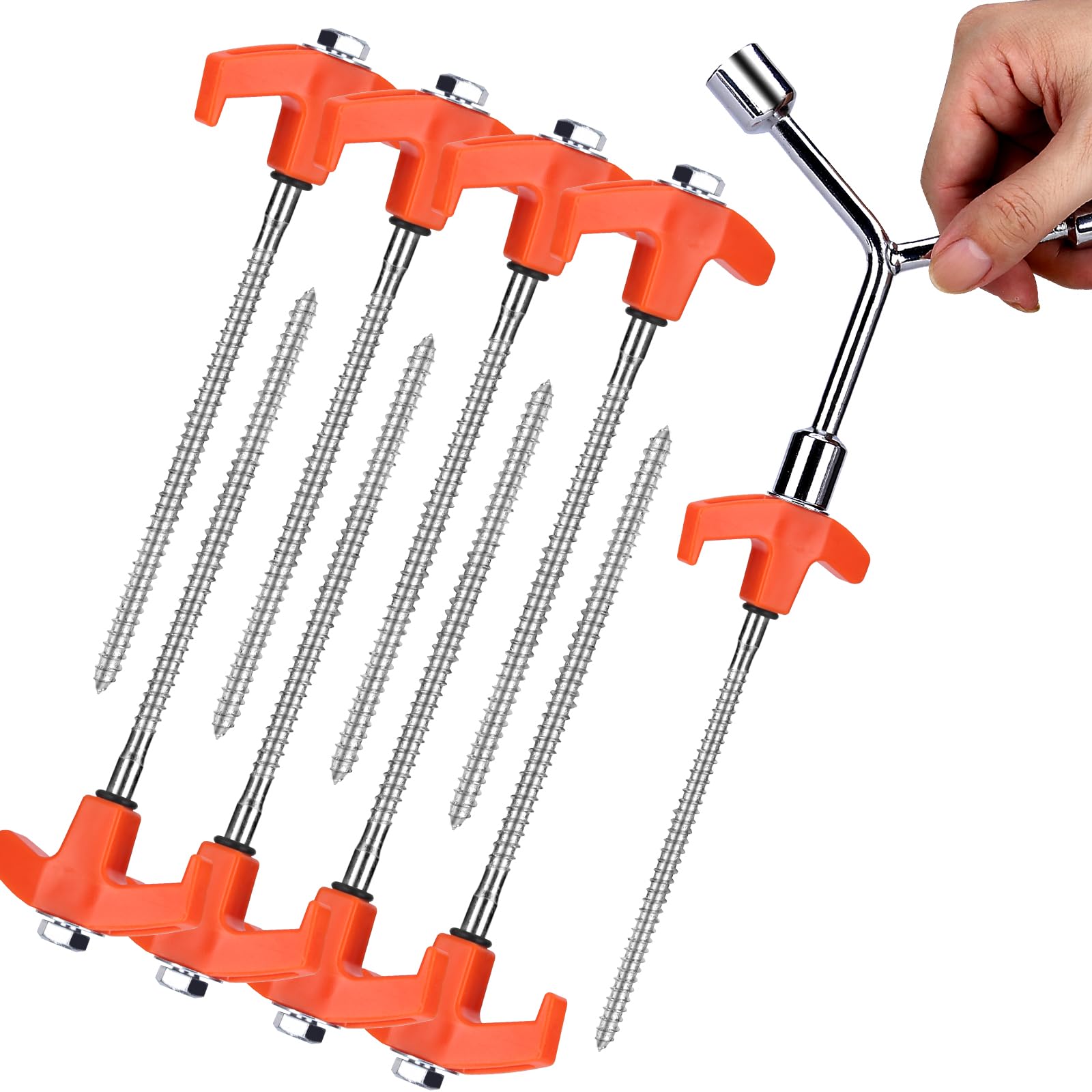 Zeltheringe zum Einschrauben, 20,3 cm, Bodenanker, Campingzelt-Zubehör, Metall-Gewinde, Zeltheringe für Outdoor-Camping, Y-förmiger 