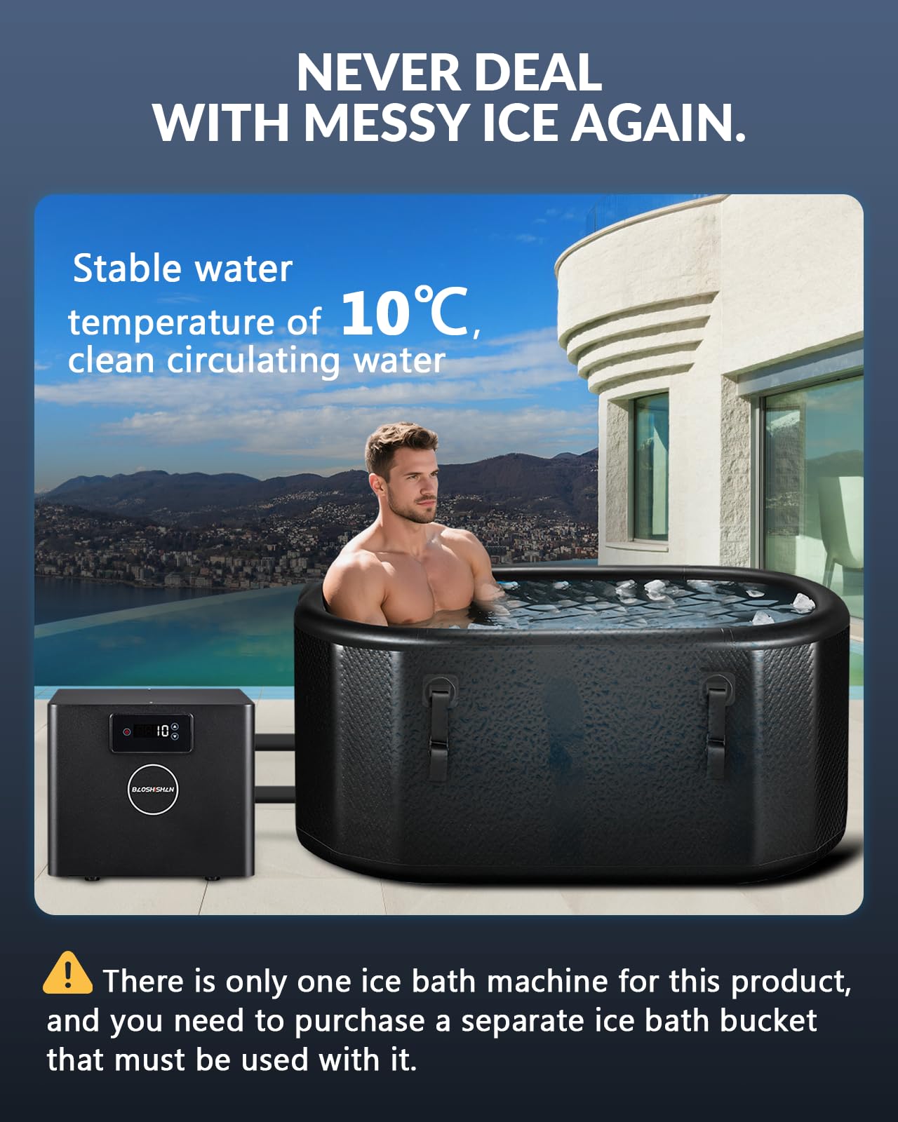 BAOSHISHAN Enfriador de agua para baño de hielo 1/3 HP, rango de ajuste de temperatura 0-50 ℃, con filtro y bomba integrados