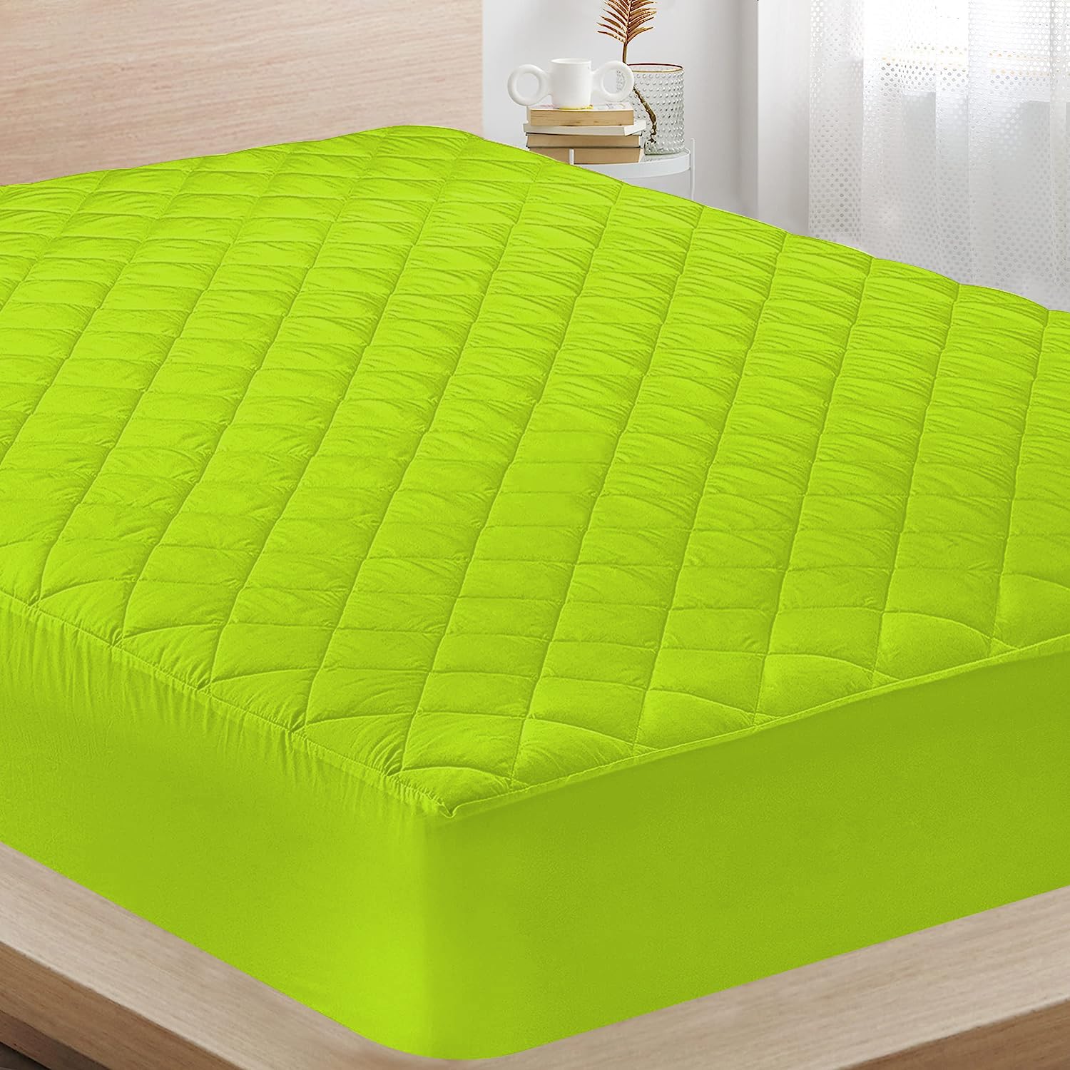Quilted Micro Peach Mattress Cover Waterproof, Deep Pocket Mattress Pad Protector Fits up to 9 Inches, Breathable Elastic Fitted, Machine Washable, Super Queen 78x60 Inch, Green-image-35