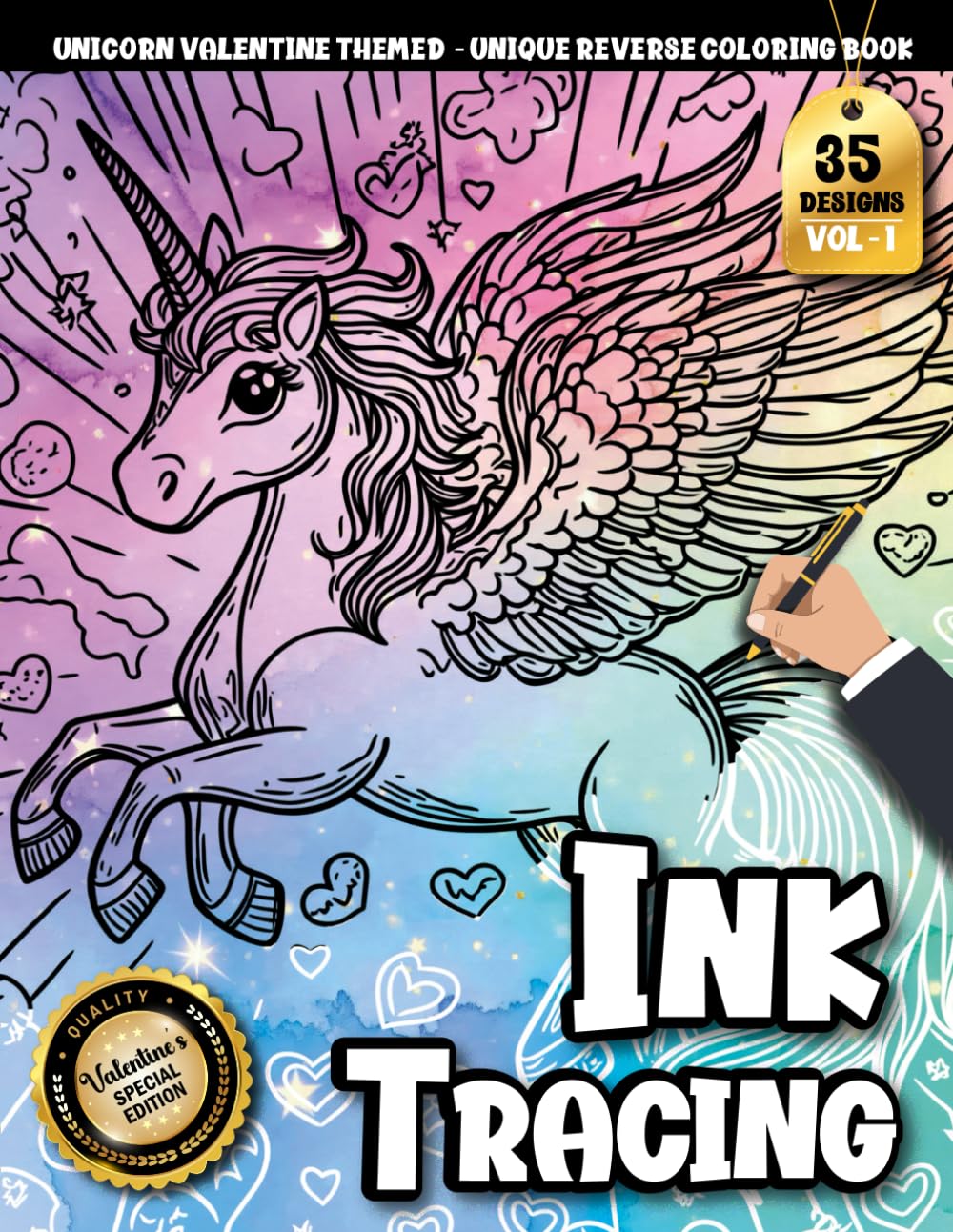 Ink Tracing Book For Adults: A Unicorn Valentine Reverse Coloring and Tracing Book for Adults to Relax, Unwind, and Enjoy love-Themed Line Art (Cozy Valentine Tracing Series)