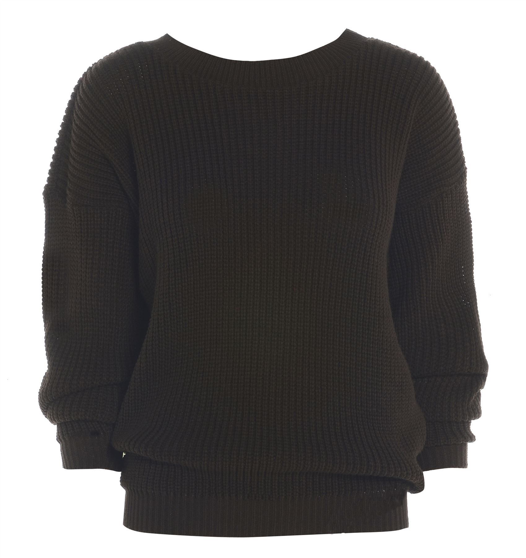 AN Direct Womens Oversized Ladies Fishnet Knitted Baggy Chunky Jumper Ladies Loose Sweater Top (Brown, 20-22)