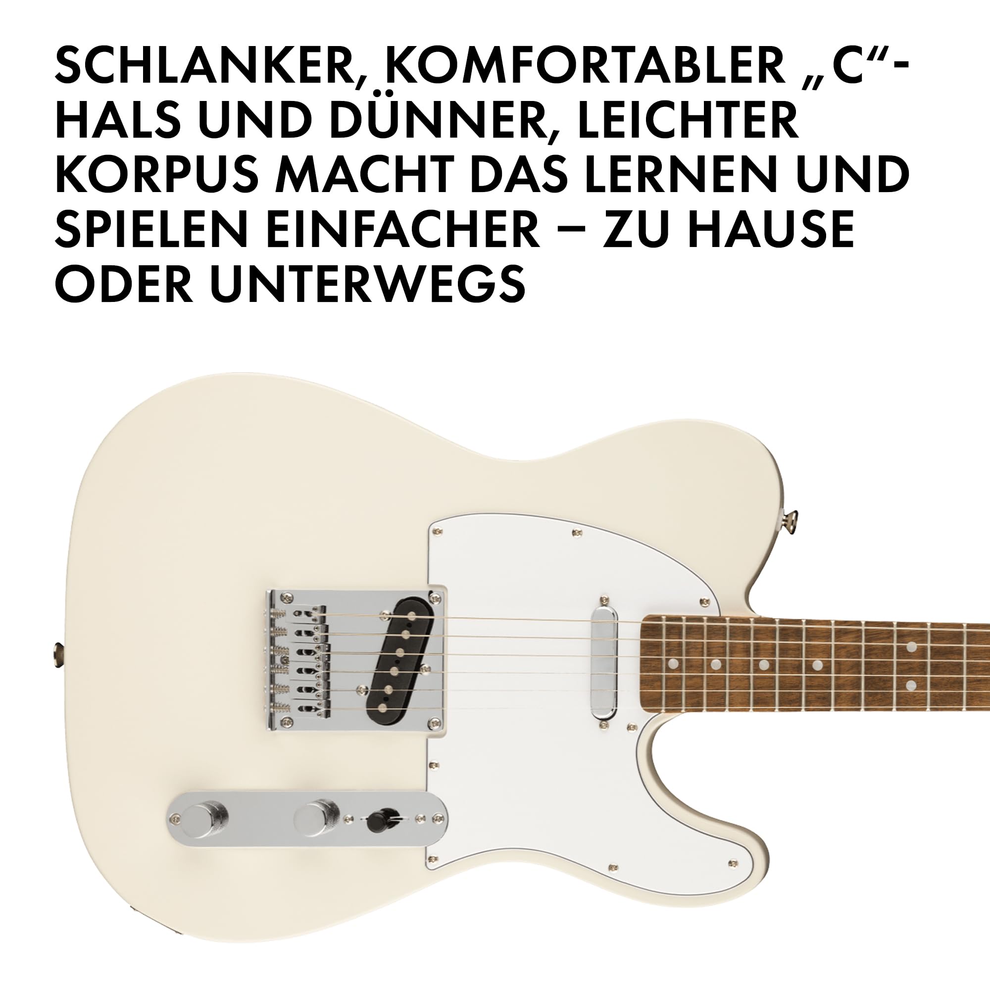 Squier by Fender Affinity Series Telecaster, E-Gitarre, Indisches Lorbeergriffbrett, Olympisch Weiß, Inklusive kostenloser virtueller Kurse auf Fender Play